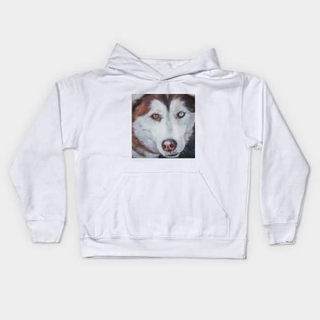 Siberian Husky Fine Art Painting Kids Hoodie by LASHEPARD